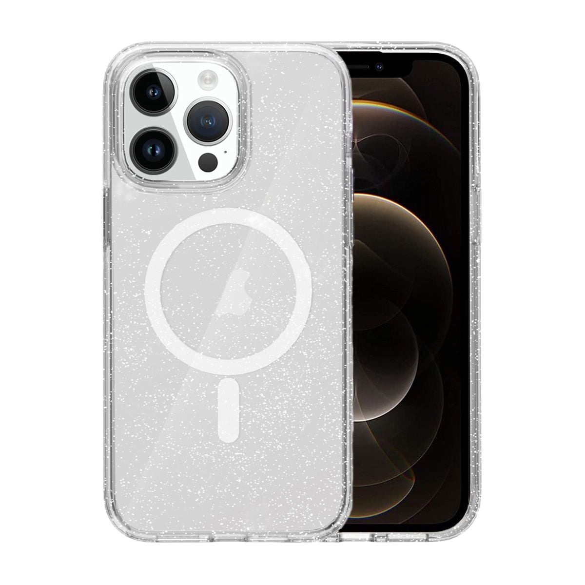 iPhone 12/12 Pro Mobilskal Stöttåligt med Glitter - Transparent image 1