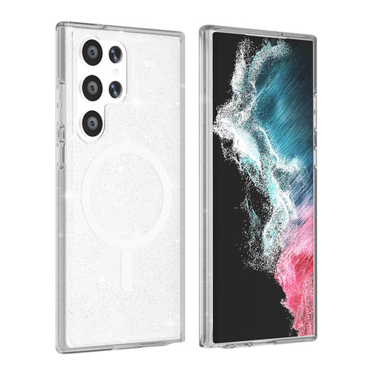 Samsung Galaxy S22 Ultra Mobilskal Stöttåligt med Glitter - Transparent image 1