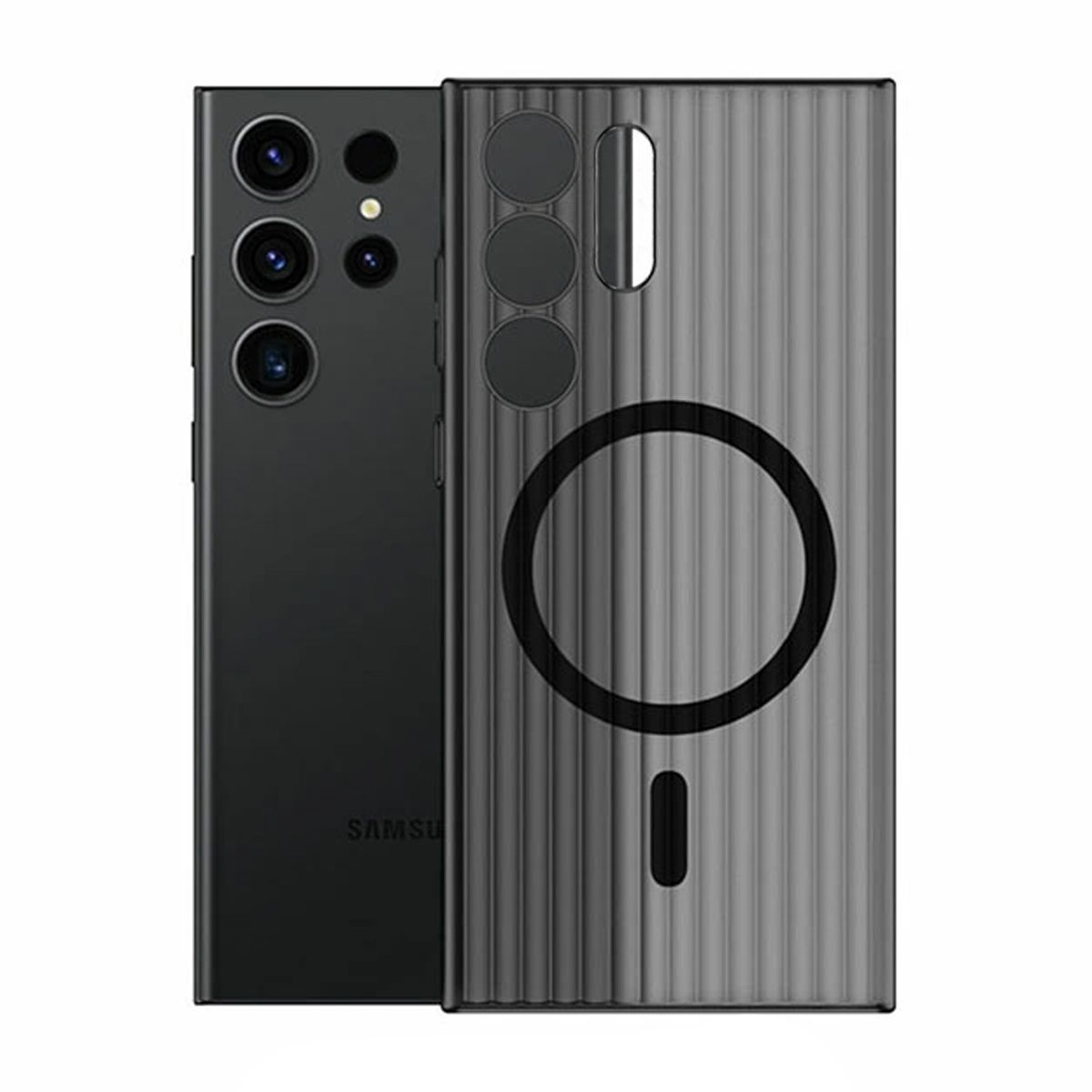 Samsung S24 Ultra Mobilskal Korrugerad Anti-Halk - Svart image 1