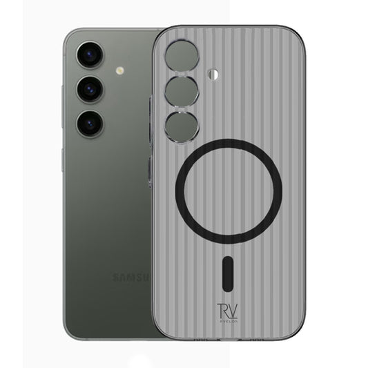 Samsung Galaxy S24 Mobilskal Korrugerad med Magnet Rvelon - Grå image 1