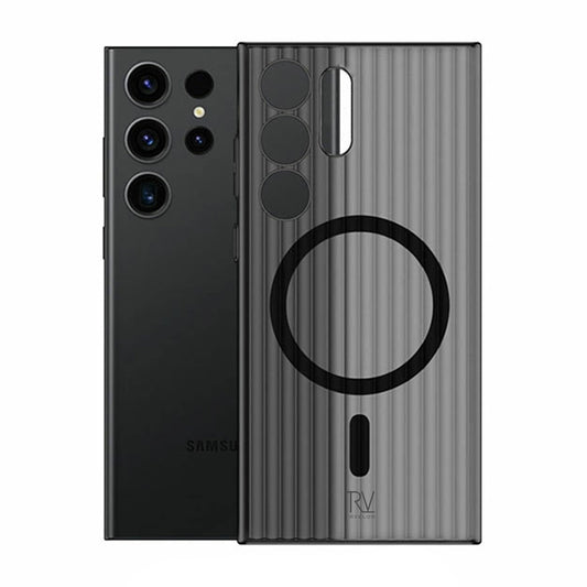 Samsung Galaxy S24 Ultra Mobilskal Korrugerad med Magnet Rvelon - Svart image 1