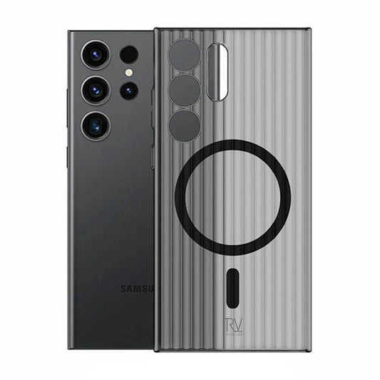 Samsung Galaxy S24 Ultra Mobilskal Korrugerad med Magnet Rvelon - Grå image 1