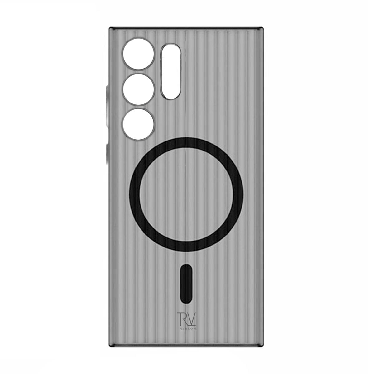 Samsung Galaxy S24 Ultra Mobilskal Korrugerad med Magnet Rvelon - Grå image 2