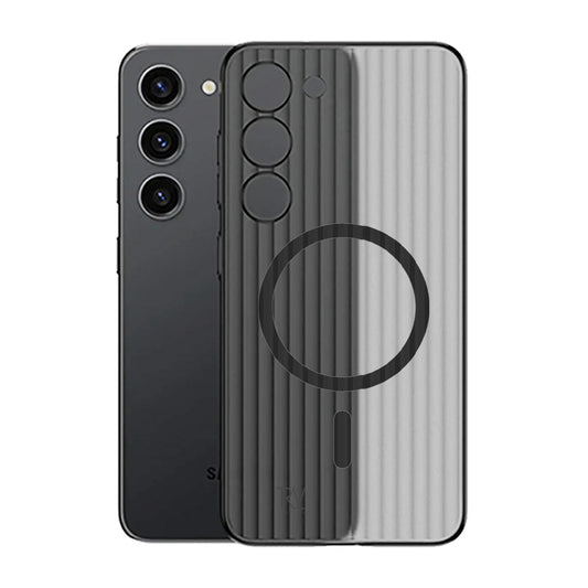 Samsung Galaxy S23 Mobilskal Korrugerad med Magnet Rvelon - Grå image 1