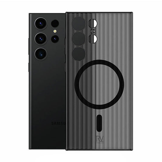 Samsung Galaxy S23 Ultra Mobilskal Korrugerad med Magnet Rvelon - Svart image 1