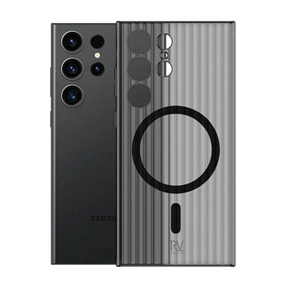 Samsung Galaxy S23 Ultra Mobilskal Korrugerad med Magnet Rvelon - Grå image 1