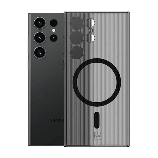 Samsung Galaxy S23 Ultra Mobilskal Korrugerad med Magnet Rvelon - Grå image 1