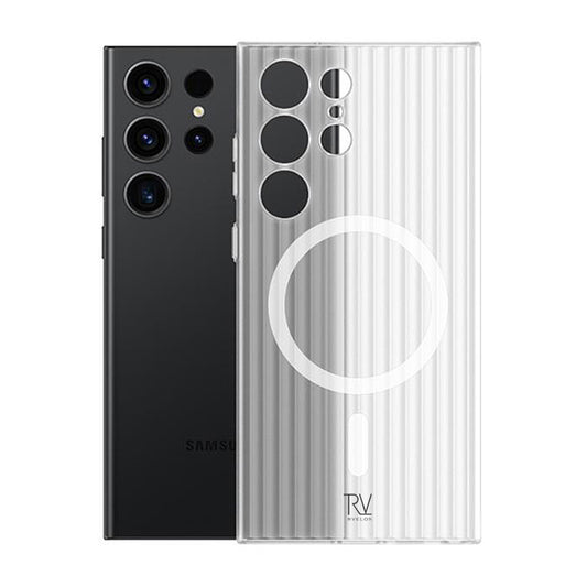 Samsung Galaxy S23 Ultra Mobilskal Korrugerad med Magnet Rvelon - Vit image 1