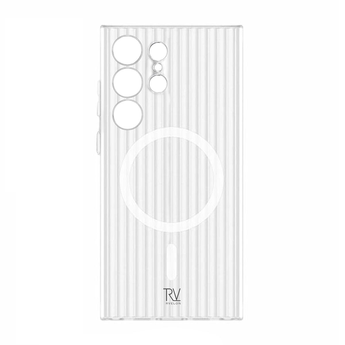 Samsung Galaxy S23 Ultra Mobilskal Korrugerad med Magnet Rvelon - Vit image 2