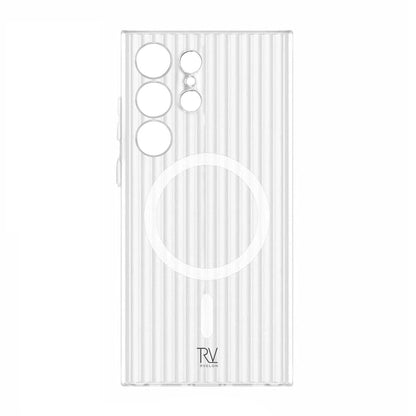 Samsung Galaxy S23 Ultra Mobilskal Korrugerad med Magnet Rvelon - Vit image 2