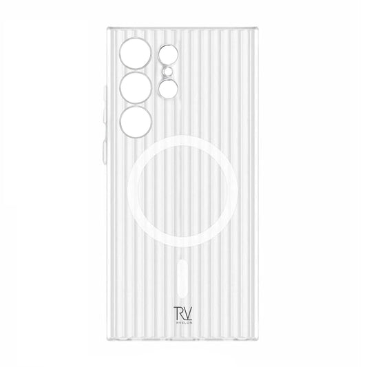 Samsung Galaxy S23 Ultra Mobilskal Korrugerad med Magnet Rvelon - Vit image 2