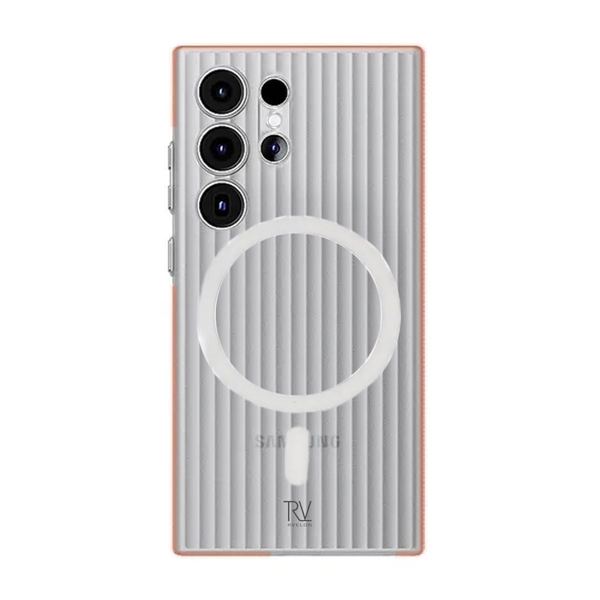 Samsung Galaxy S23 Ultra Mobilskal Korrugerad med Magnet Rvelon - Orange image 2