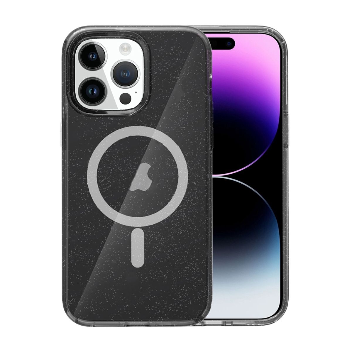 iPhone 15 Pro Mobilskal Glitter Magsafe - Svart image 1