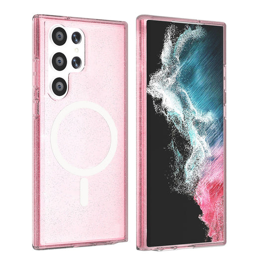 Samsung Galaxy S23 Ultra Mobilskal Glitter Magsafe - Rosa image 1