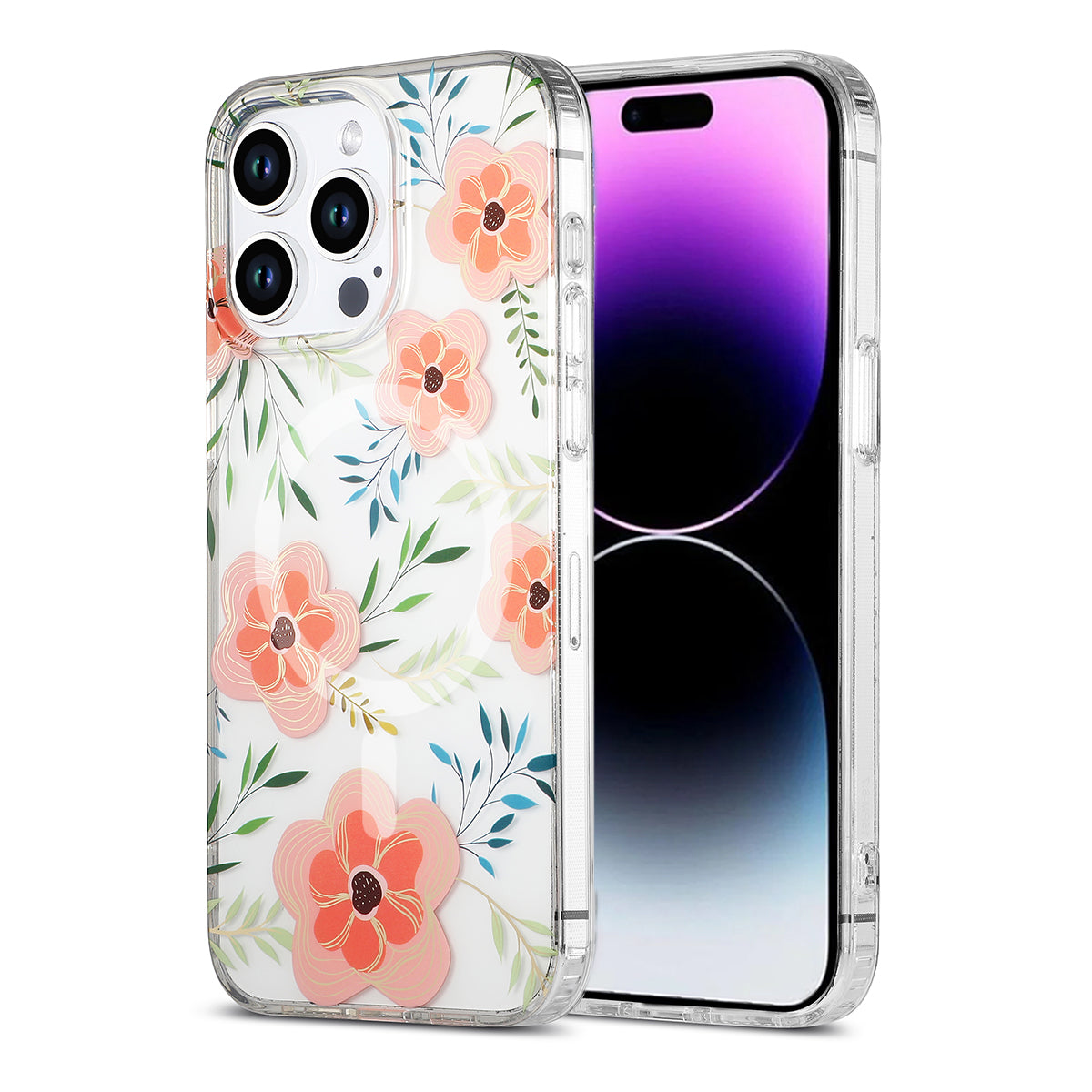 iPhone 15 Pro Max Mobilskal MagSafe - Blommor Rosa image 1