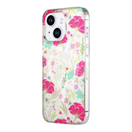 iPhone 14/15 Plus Mobilskal MagSafe - Blommor Röd/Grön image 2