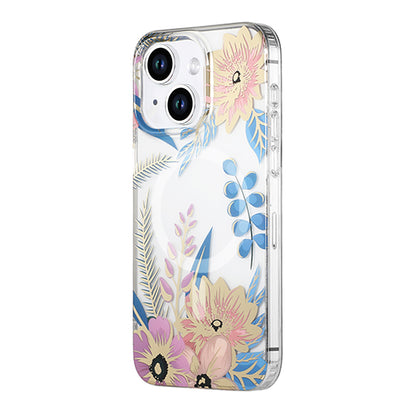 iPhone 13/14 Mobilskal MagSafe - Blommor Rosa/Blå image 2