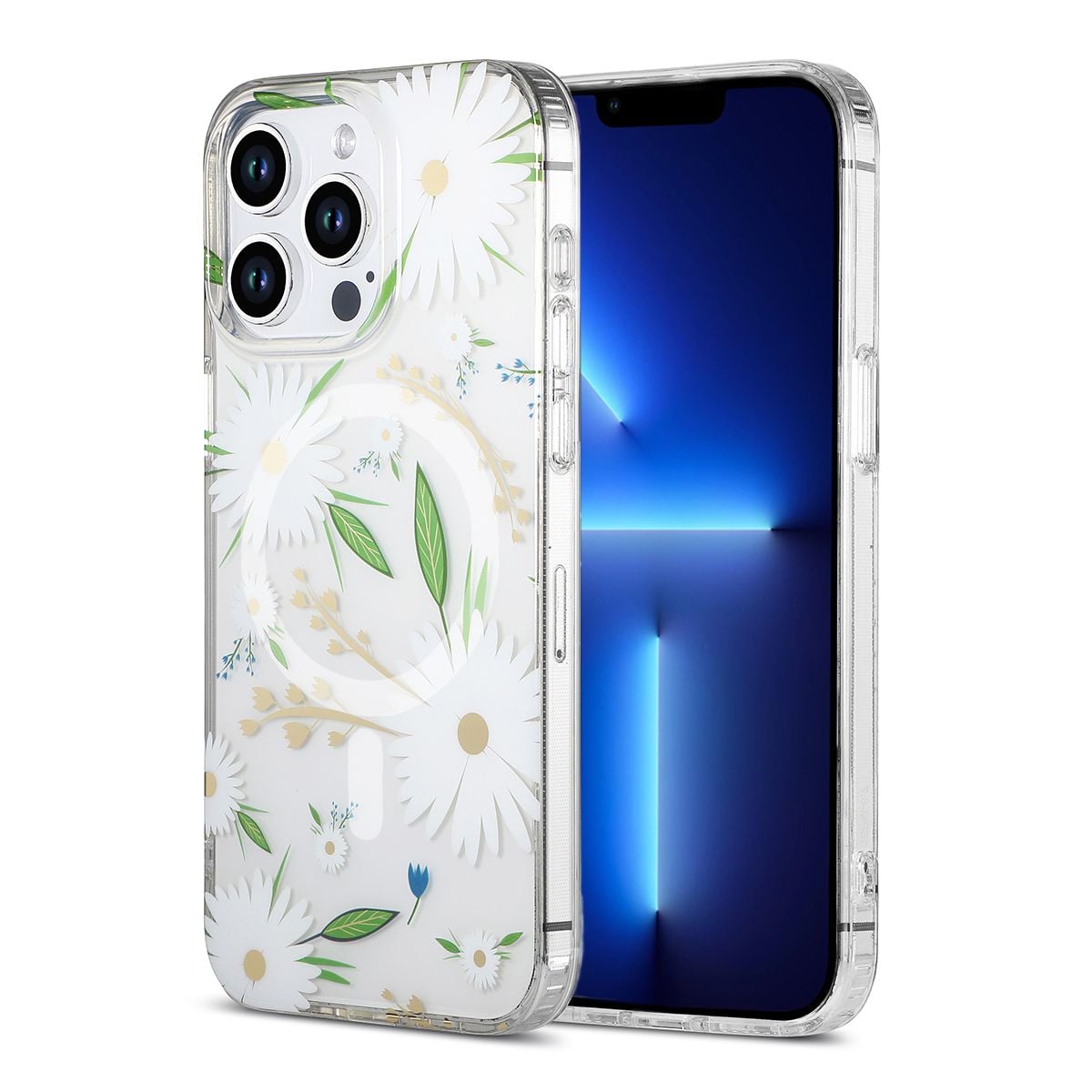 iPhone 13 Pro Max Mobilskal MagSafe - Blommor Vit image 1
