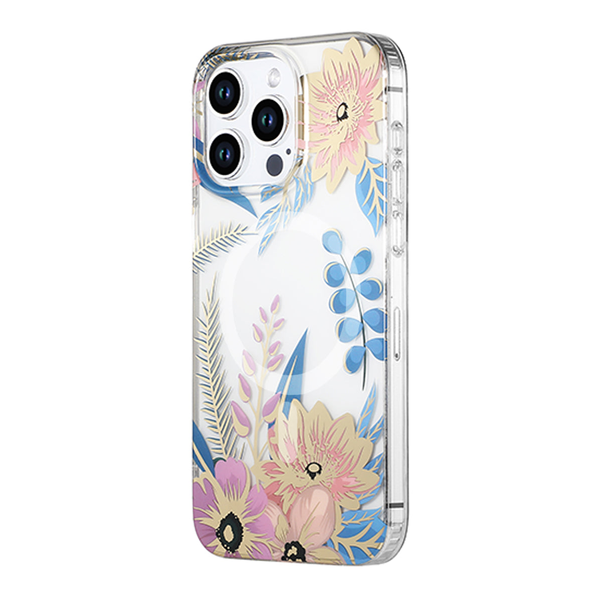 iPhone 13 Pro Mobilskal MagSafe - Blommor Rosa/Blå image 2