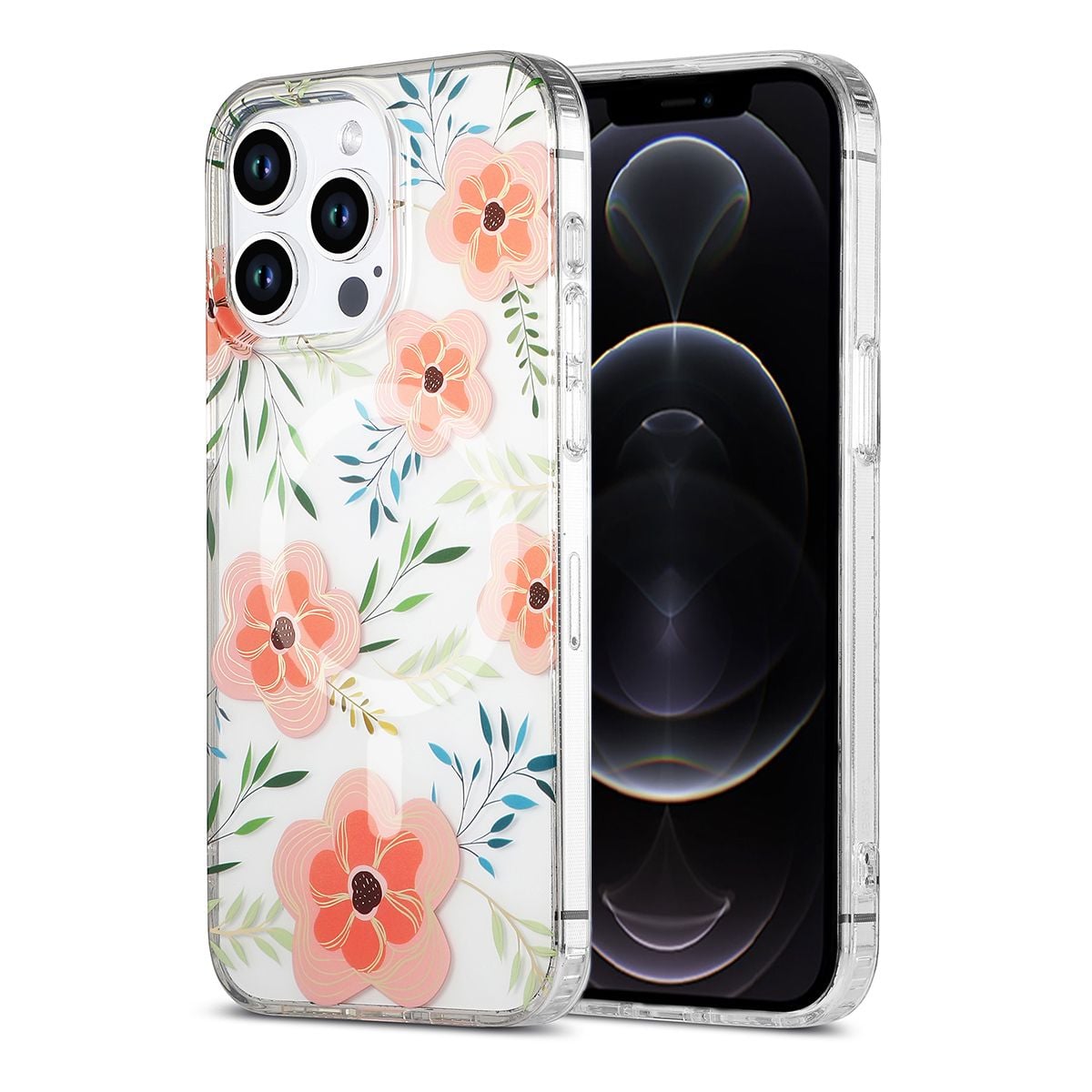 iPhone 12 Pro Max Mobilskal MagSafe - Blommor Rosa image 1