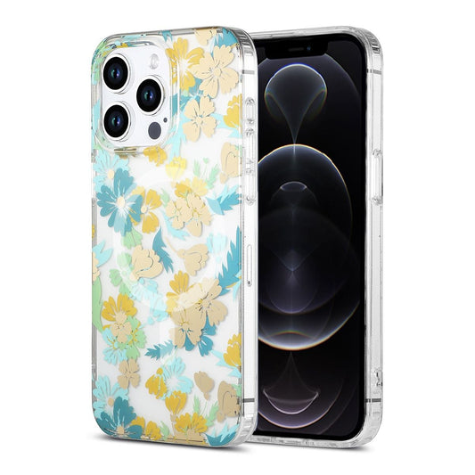 iPhone 12/12 Pro Mobilskal MagSafe - Blommor Turkos image 1