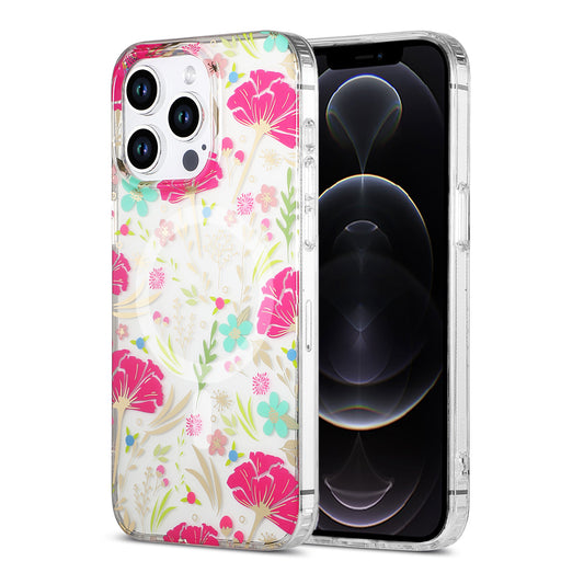 iPhone 12/12 Pro Mobilskal MagSafe - Blommor Röd/Grön image 1