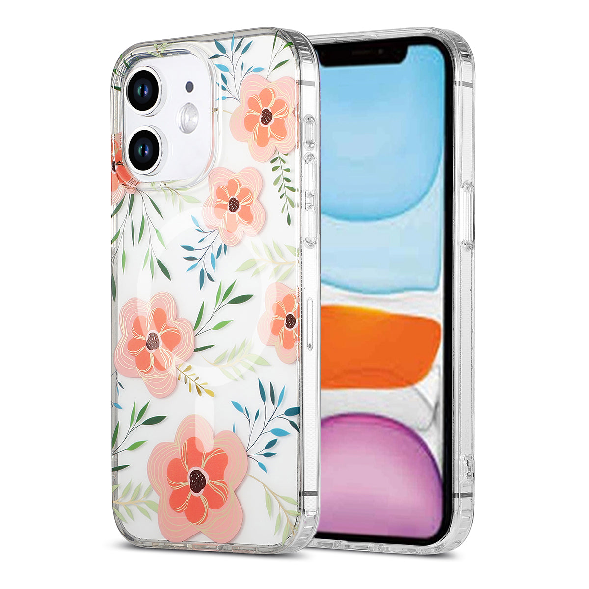 iPhone 11 Mobilskal MagSafe - Blommor Rosa image 1