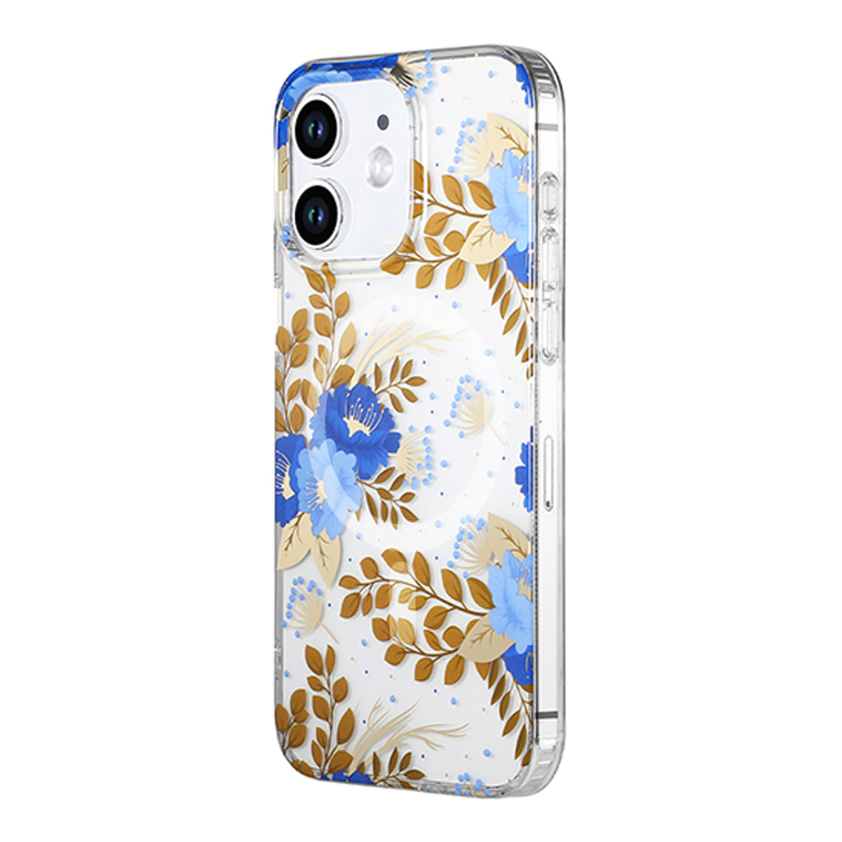 iPhone 11 Mobilskal MagSafe - Blommor Blå/Guld image 2
