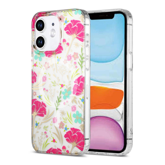 iPhone 11 Mobilskal MagSafe - Blommor Röd/Grön image 1