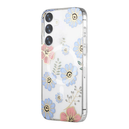 Samsung Galaxy S24 Mobilskal Magnet - Blommor Röd/Blå image 2