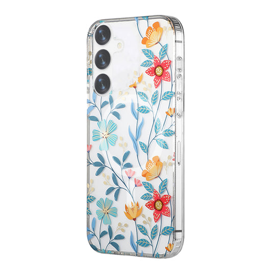 Samsung Galaxy S24 Plus Mobilskal Magnet - Blommor Rosa/Blå image 2