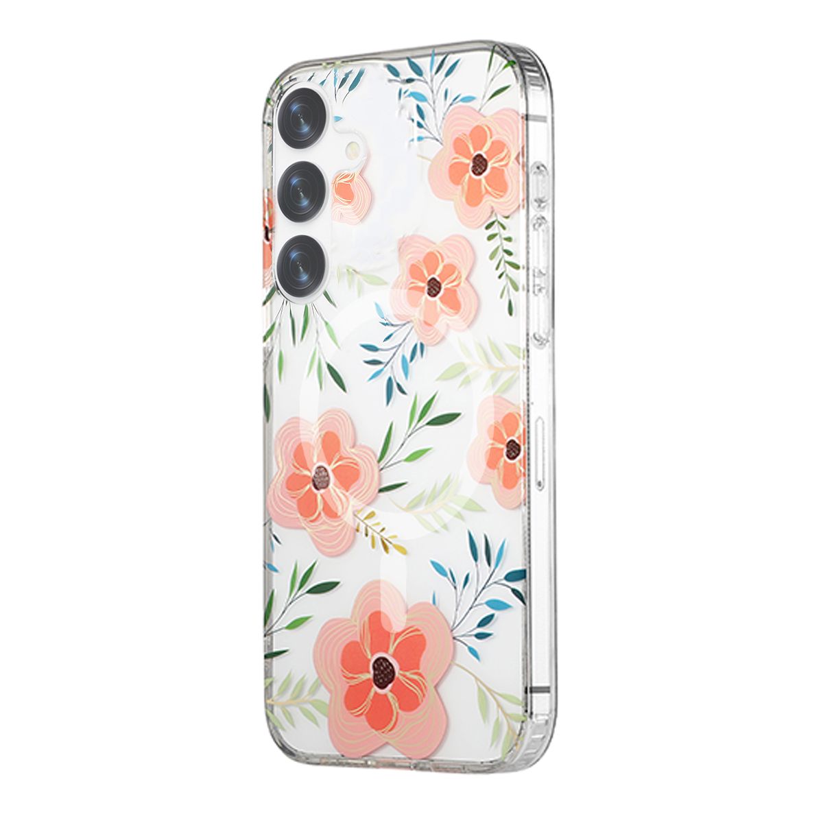 Samsung Galaxy S24 Plus Mobilskal Magnet - Blommor Rosa image 2