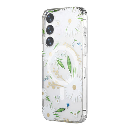 Samsung Galaxy S24 Plus Mobilskal Magnet - Blommor Vit image 2
