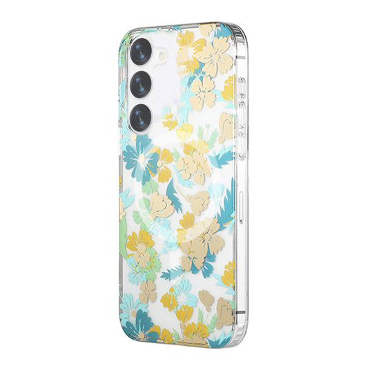 Samsung Galaxy S23 Mobilskal Magnet - Blommor Turkos image 2