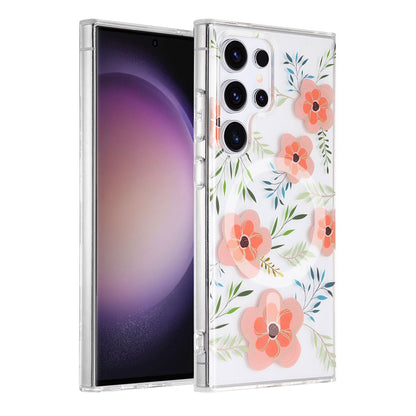 Mobilskal Magnet för Samsung Galaxy S23 Ultra - Blommor Rosa image 1