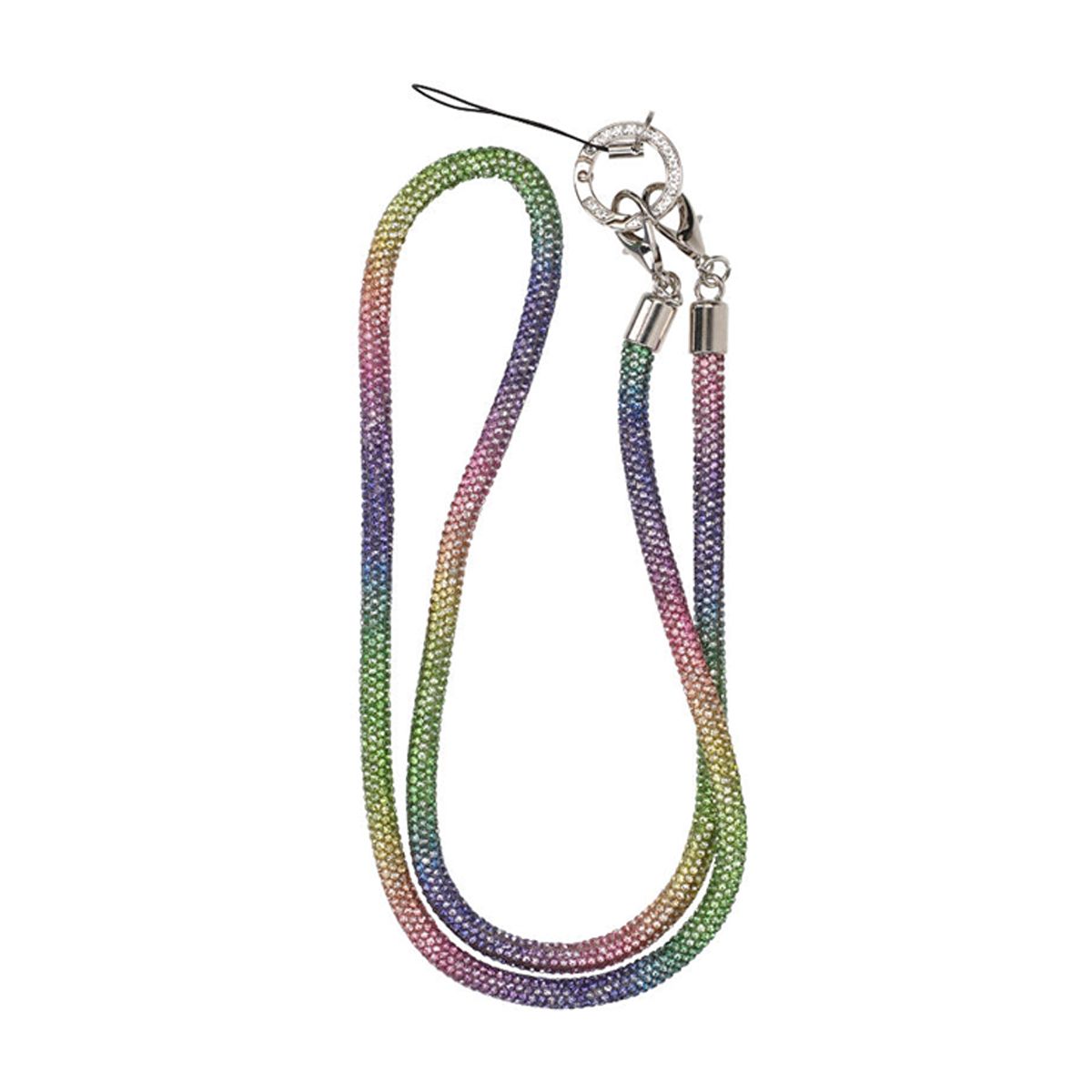 Mobilband Halsband 80cm - Regnbågsfärgad glitter image 1
