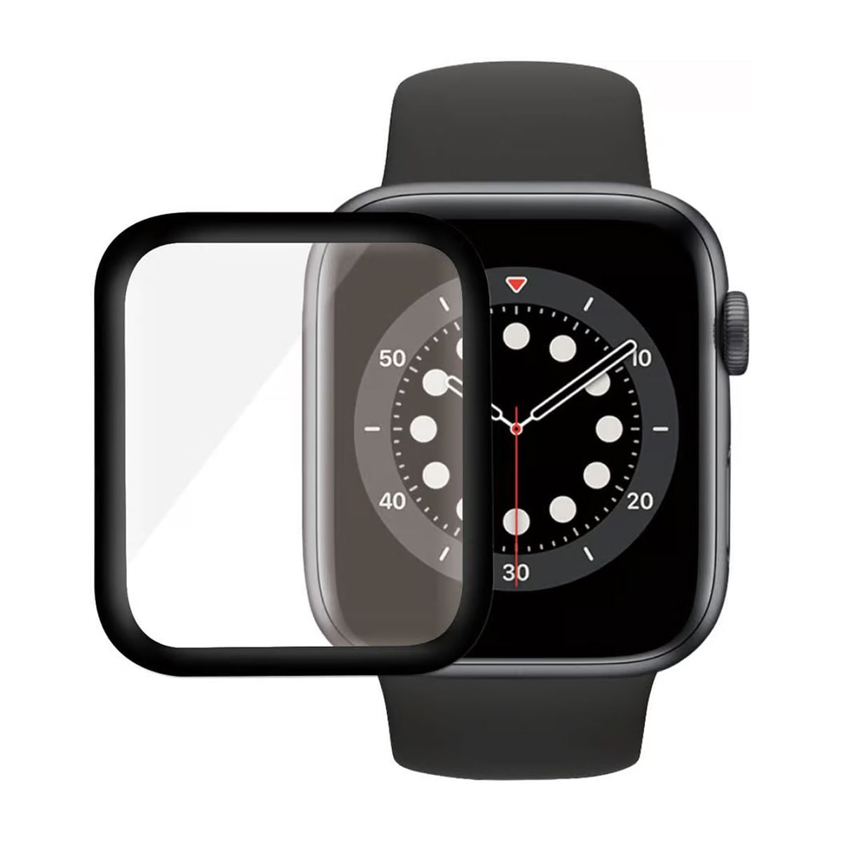Skärmskydd Apple Watch Series 6 40mm Heltäckande Härdat Glas - Svart image 1