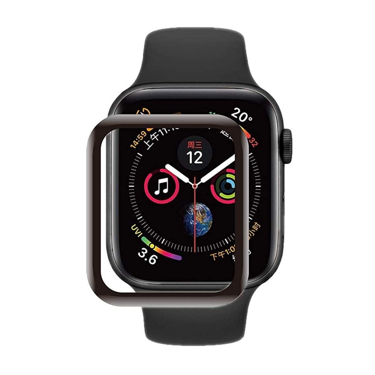 Skärmskydd Apple Watch SE 44mm Heltäckande Härdat Glas - Svart image 1