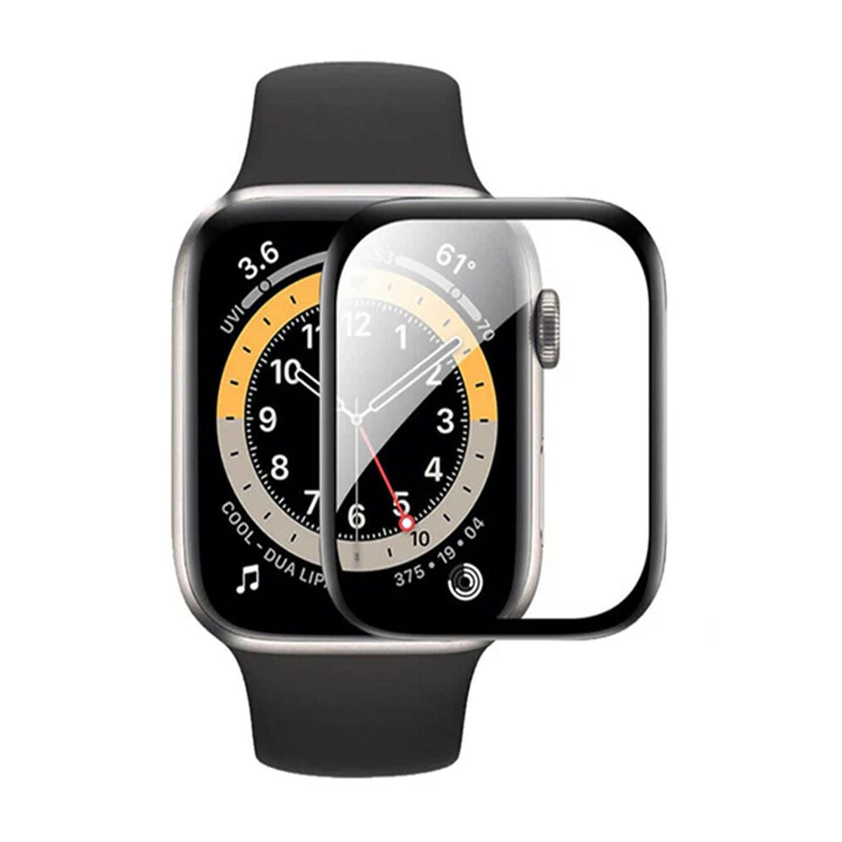 Skärmskydd Apple Watch Series 9 41mm Heltäckande Härdat Glas - Svart image 1