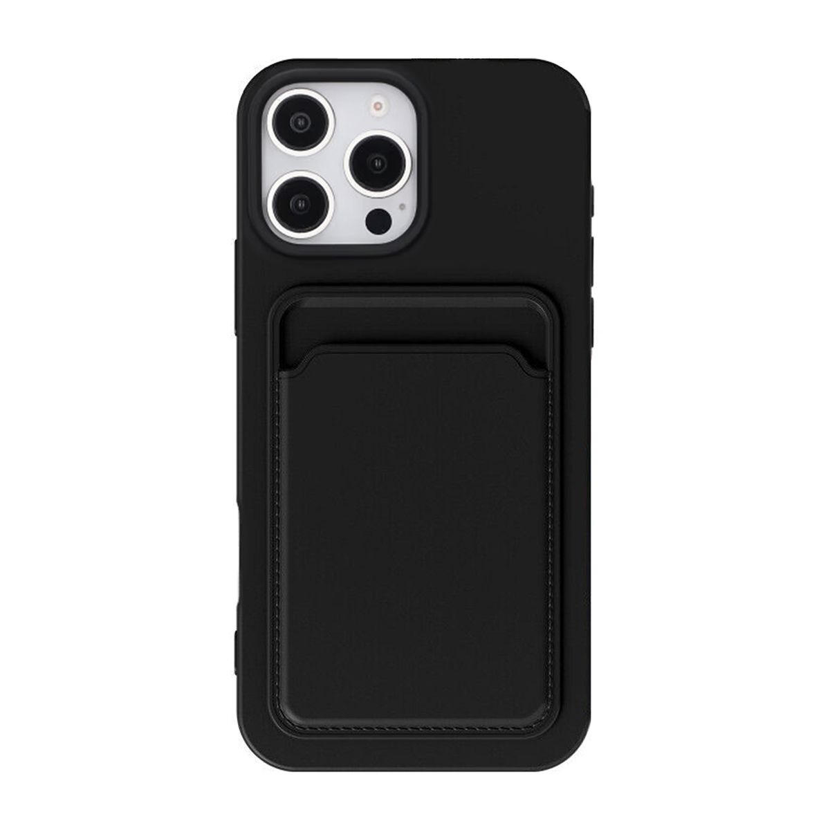 iPhone 16 Pro Max Mobilskal Silikon med Korthållare - Svart image 2