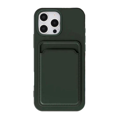 iPhone 16 Pro Max Mobilskal Silikon med Korthållare - Militärgrön image 2