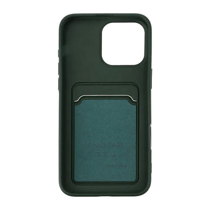 iPhone 16 Pro Max Mobilskal Silikon med Korthållare - Militärgrön image 3