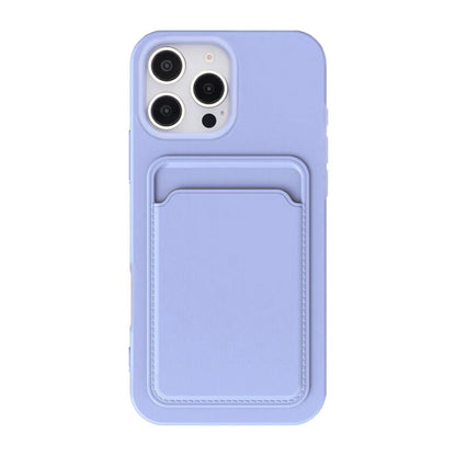 iPhone 16 Pro Max Mobilskal Silikon med Korthållare - Lila image 2