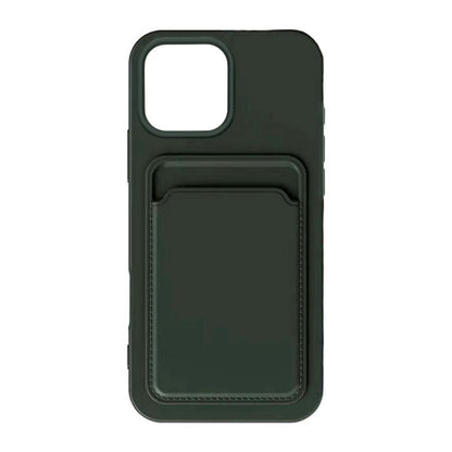 iPhone 16 Pro Mobilskal Silikon med Korthållare - Militärgrön image 4