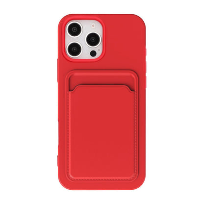 iPhone 16 Pro Mobilskal Silikon med Korthållare - Röd image 3