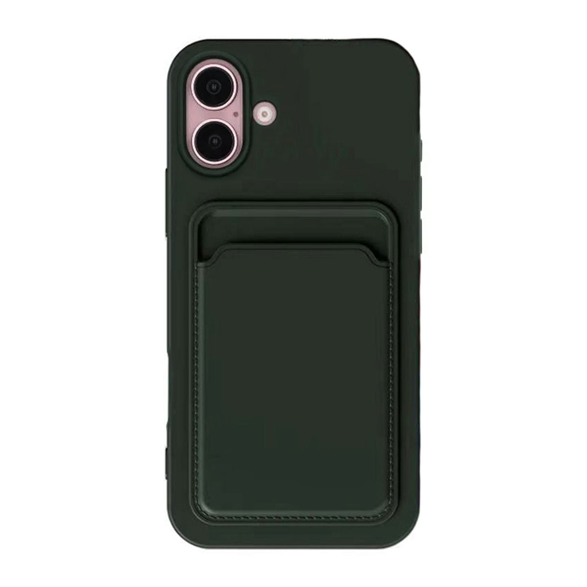iPhone 16 Mobilskal Silikon med Korthållare - Militärgrön image 2