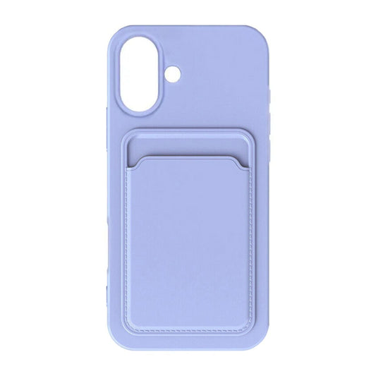 iPhone 16 Mobilskal Silikon med Korthållare - Lila image 4