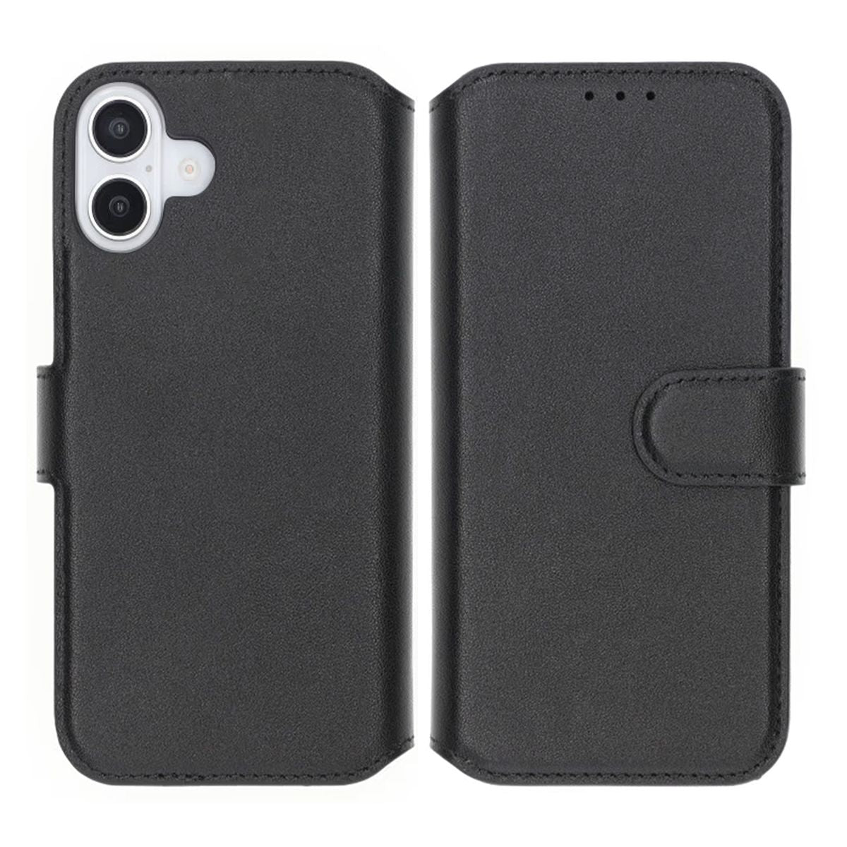 iPhone 16 Plånboksfodral Äkta Läder Rvelon - Svart image 1
