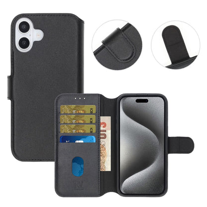 iPhone 16 Plånboksfodral Äkta Läder Rvelon - Svart image 5