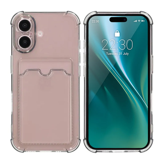 iPhone 16 Plus Mobilskal Stöttåligt med Korthållare - Svart image 1